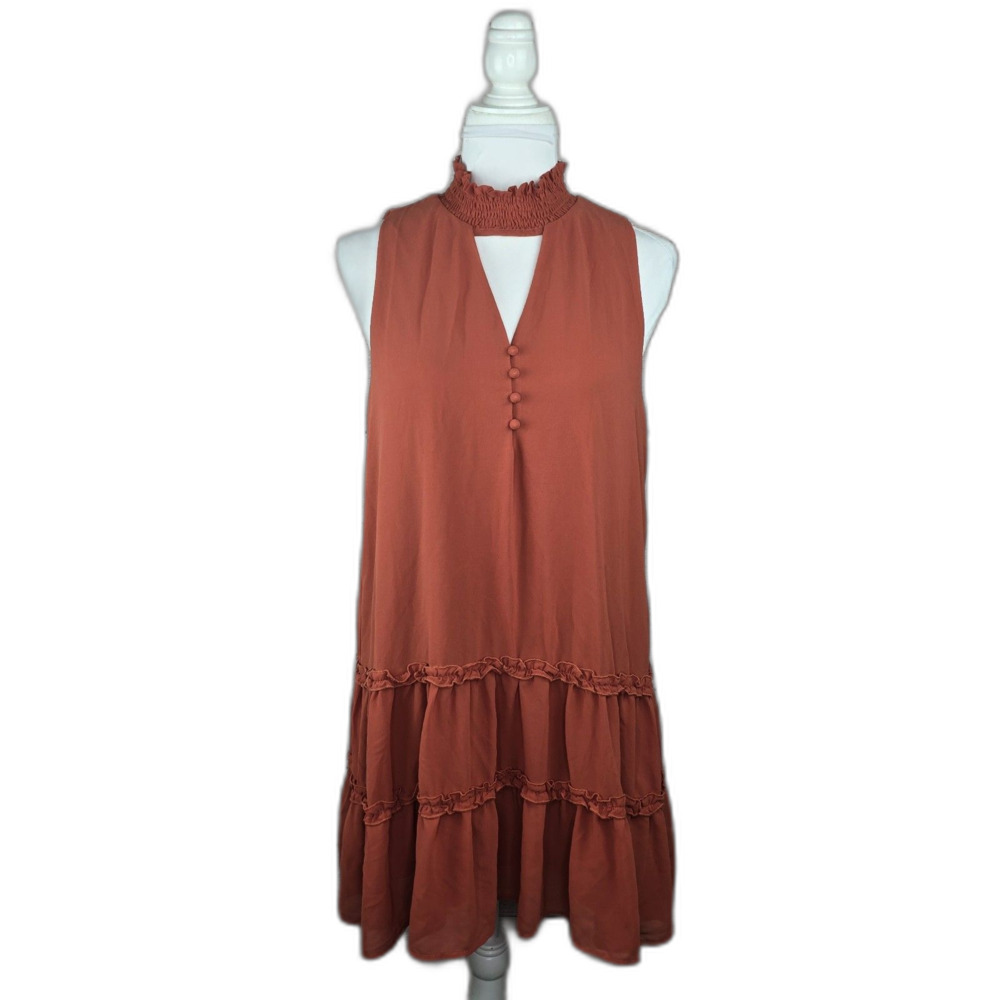 Entro Solid Tiered Ruffle High Neck Lightweight M… - image 1